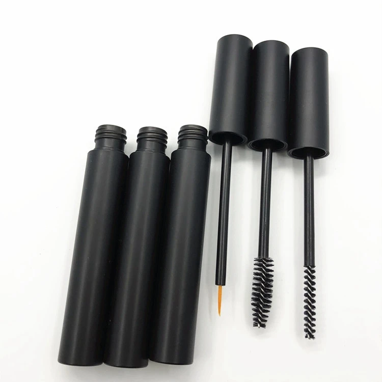 

New Product Customized Logo Container PET Matt Black Empty Round Eyeliner Tube Mascara Tube 10ml