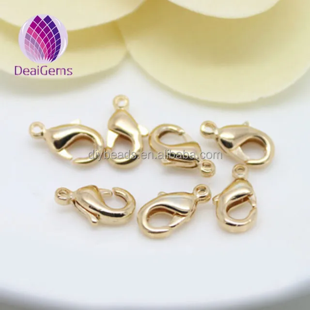 

Wholesale 14k gold filled lobster clasp 12 mm for making silver necklace jewelry, Gold s ilver white k