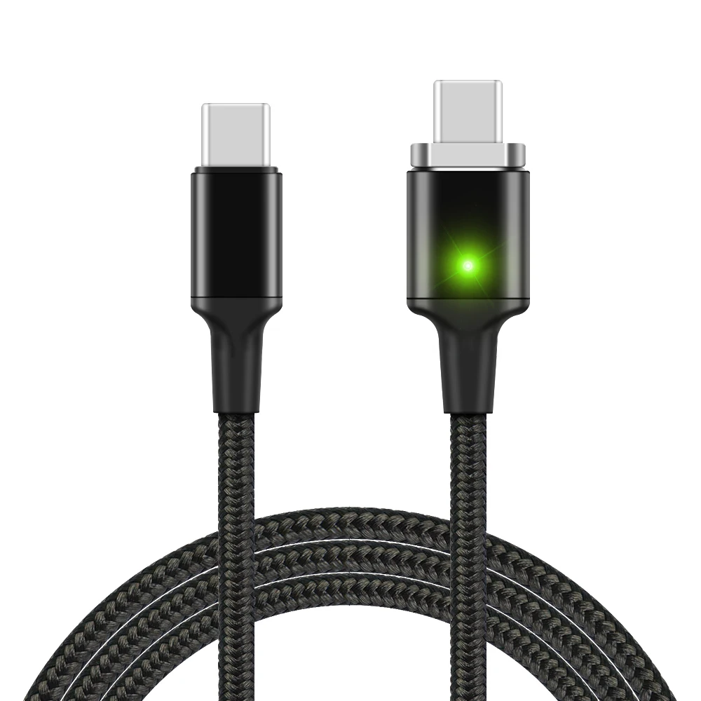 Portable Nylon Braided Cord 5A 100W Fast Charging Reversible Magnetic USB Type C to USB C Cable 1.8m 6FT Adapter for MacBook Pro