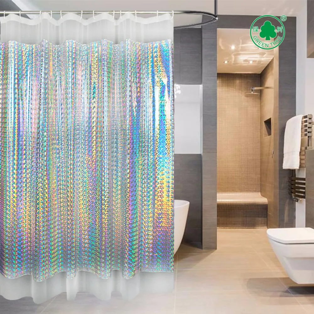 New Product Waterproof Mildew Resistant Laser Shower Curtain Buy
