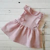 baby girls wholesale kids skirt flutter sleeve children linen baby dress