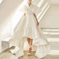 

Party Dresses Female V Neck Cloak Sleeve High Waist With Sashes Asymmetrical Long Dress For Women Spring Summer ETDR18379
