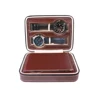 Hot-quality custom luxury leather black/brown watch for 2 slots box packaging