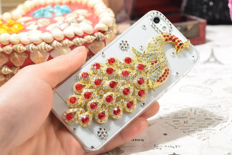 Hot sale the peacock with diamond fashion phone case for iphone6/plus