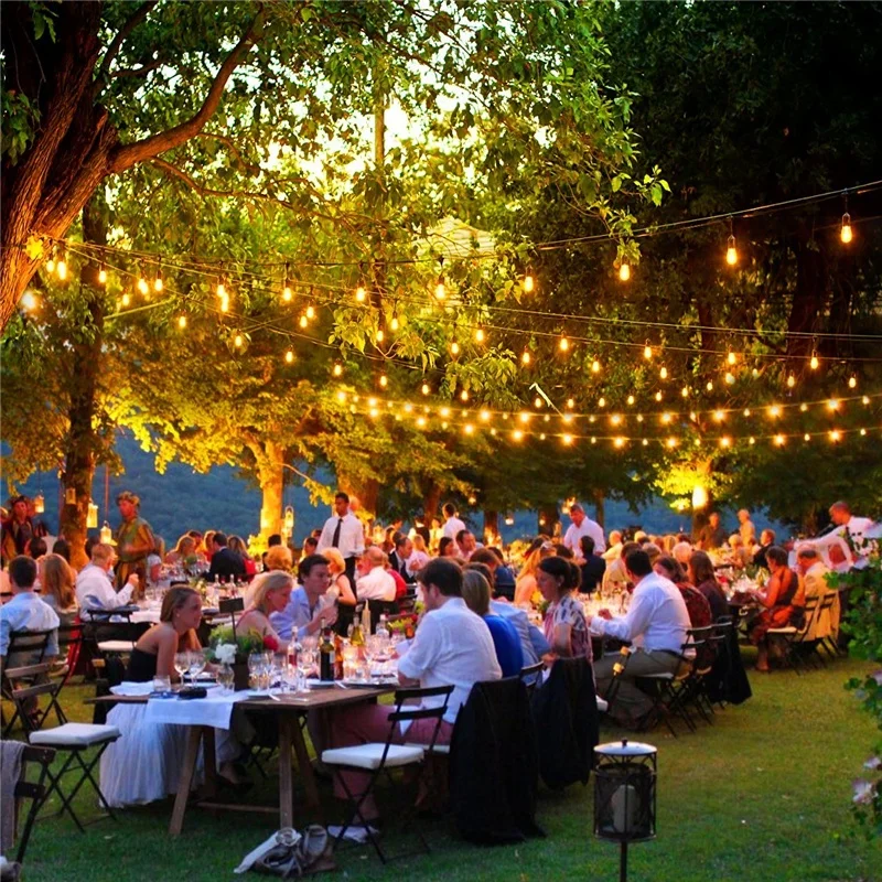 
10M 15M 20M 100M outdoor waterproof patio string lights socket e27 festoon lighting 