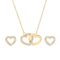 

S-140 Xuping stainless steel women set jewelry heart shaped design saudi gold two pieces earring and necklace set