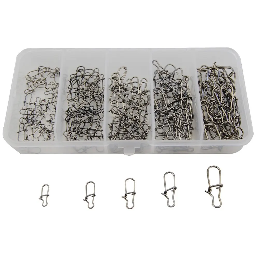 

150pcs/box 0#-4# Stainless Steel Duo-lock Snap Swivel Nice Snaps USA Fishing Tackle Kit for Saltwater, Silver or black