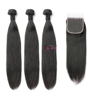 

Bundles and Closure 100% Unprocessed Peruvian Virgin Cuticle Aligned Human Hair Extension for Black Women