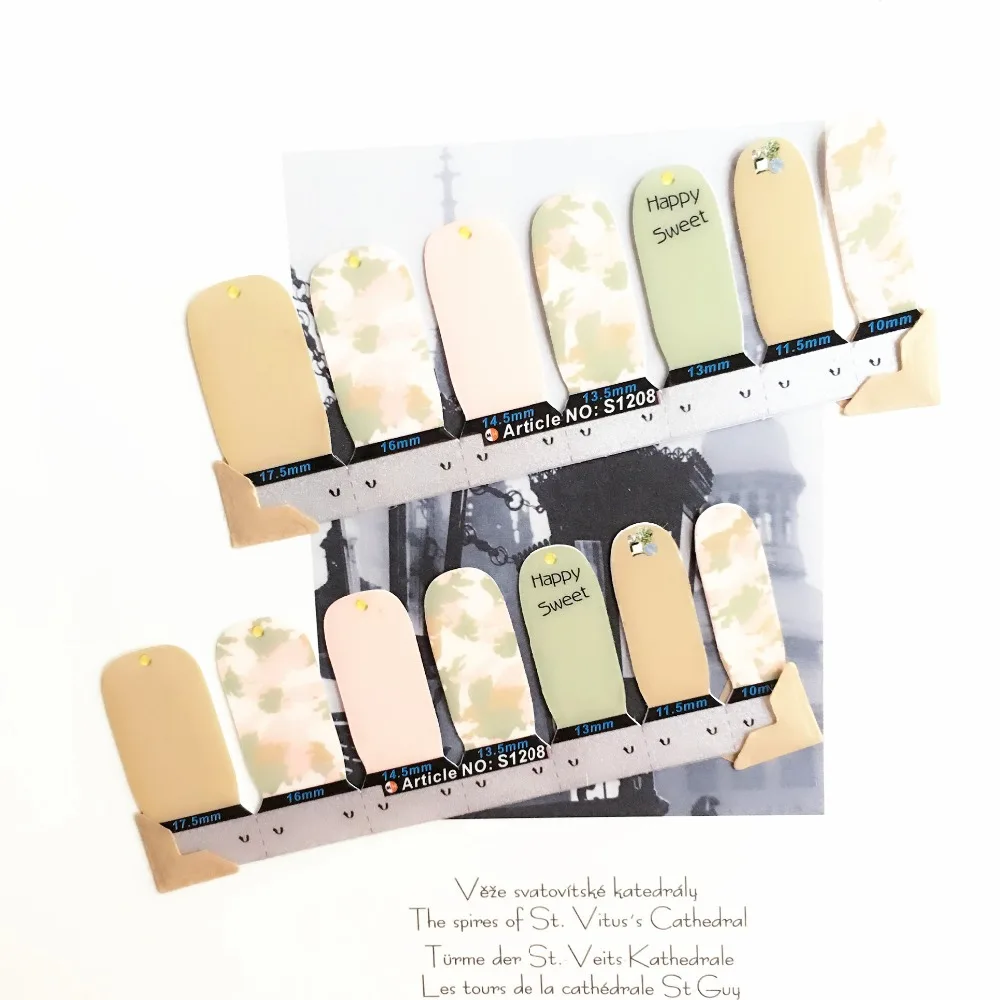 Happy Sweet Graffiti Nail Arts Stickers 14 pcs set Full Tape Patch Waterproof Foils Decals Polish