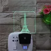 Eiffel tower 7 colors rgb acrylic panel light sensor 3d led lamp 3D wall Plug Light