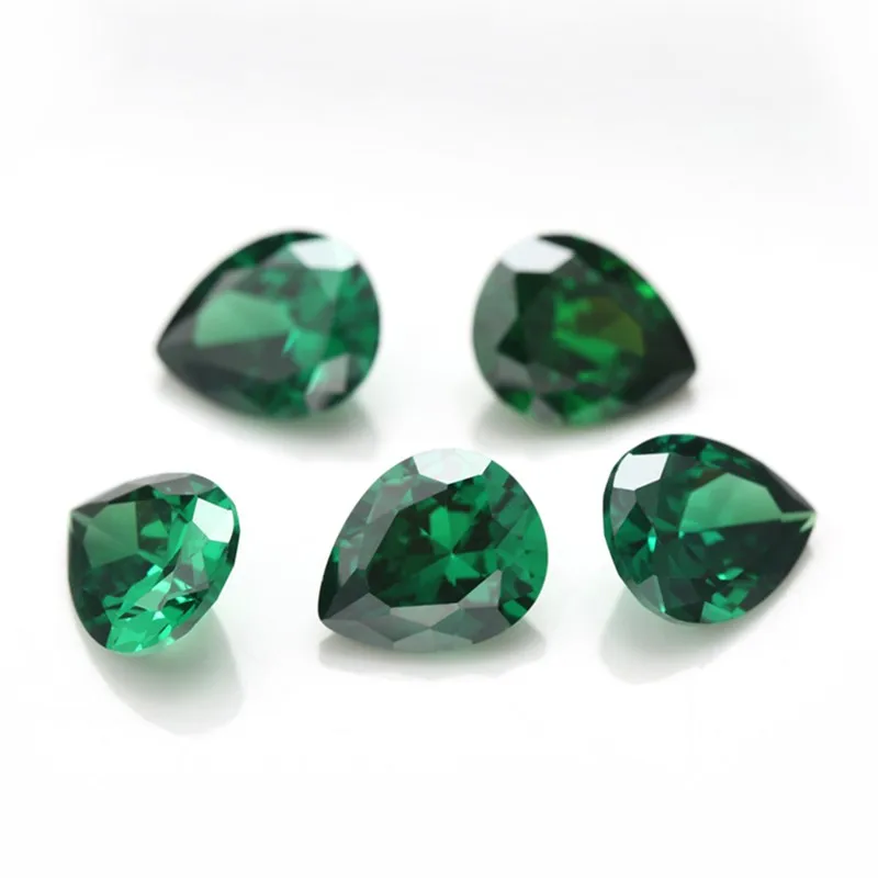 

Thriving Gems wholesale big size loose cz stone pear cut green cubic zirconia in stock