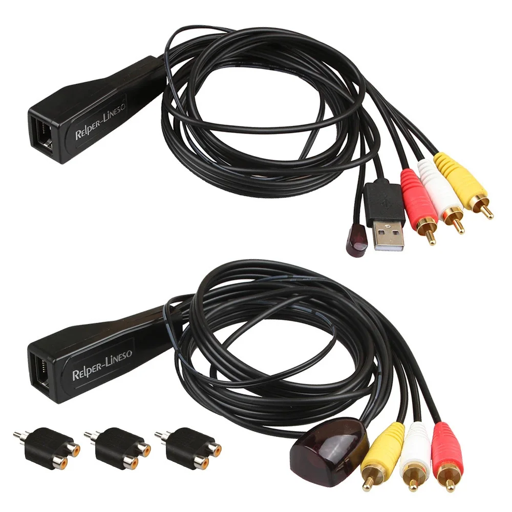 

Free Shipping 3 RCA A/V and USB IR Remote Control Extender Kit Over CAT5/6 for Controlling DVD/Set-Top Box from Another Room