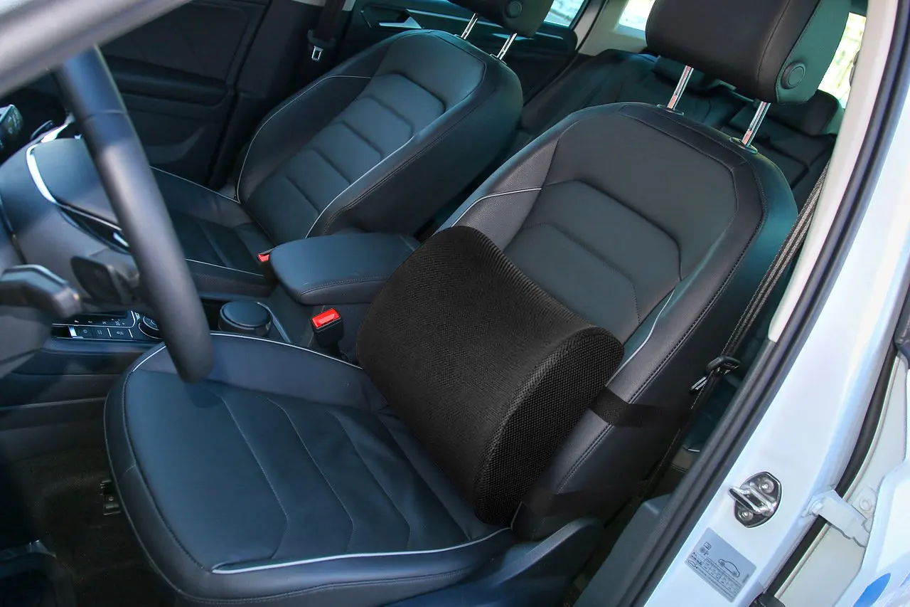 Ease Lower Back Pain Car Seat Memory Foam Back Cushion With Dual Strap