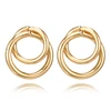 Creative Intertwined Round Circle Earrings 18K Gold Plated Double Ring Stud Earring