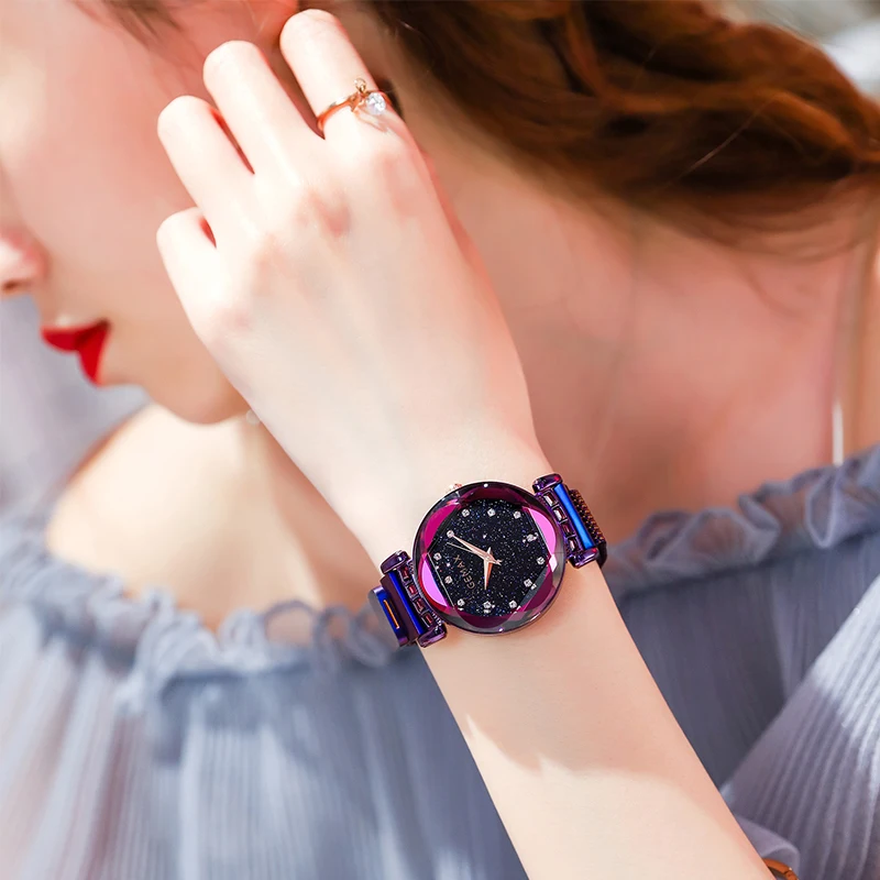 

China watch Gemax best seller ladies mesh watch magnetic purple watch women