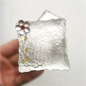 Image of Best Selling Square Insulated Tea Cup Coaster Custom Metal Tin Coaster For Kung Fu Tea Tools Accessories