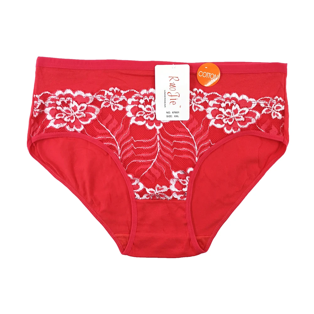 Simple Design Plus Size Panties Women Mature Embroidery Ladies Briefs