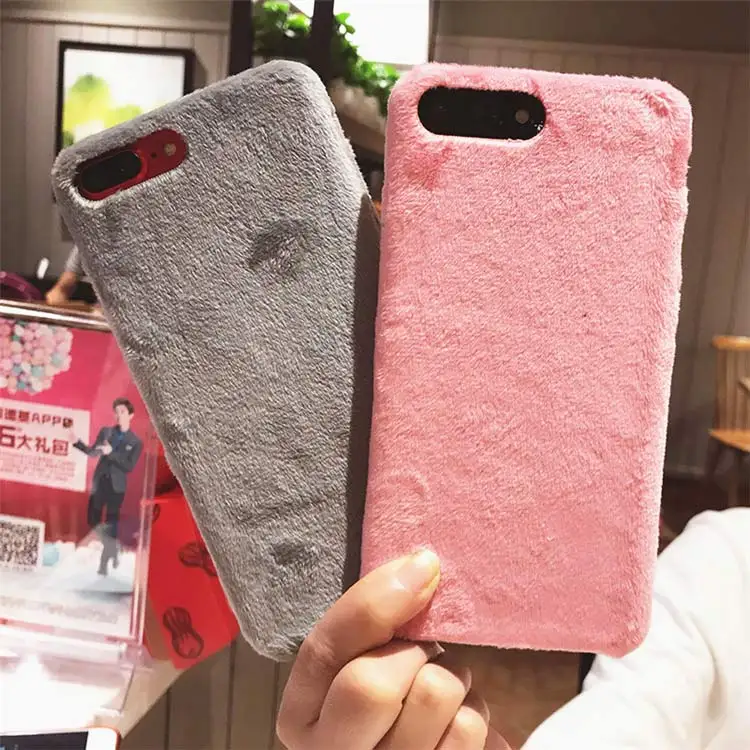 

Luxury Villus Fur Phone Case For Apple iPhone XS Max XR Cover Hard Smooth Plush Cases For iP8 Plus 6 6S 7 Plus