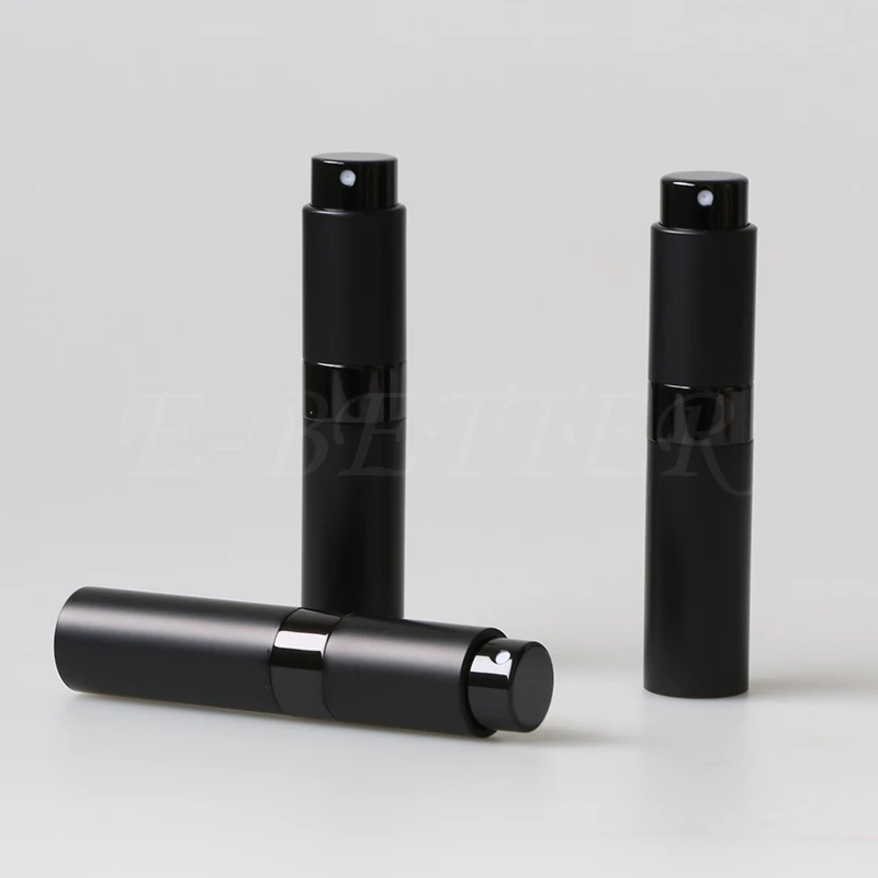 
Luxury metal perfume atomizer 8ml 10ml matte black mini perfume spray bottle 