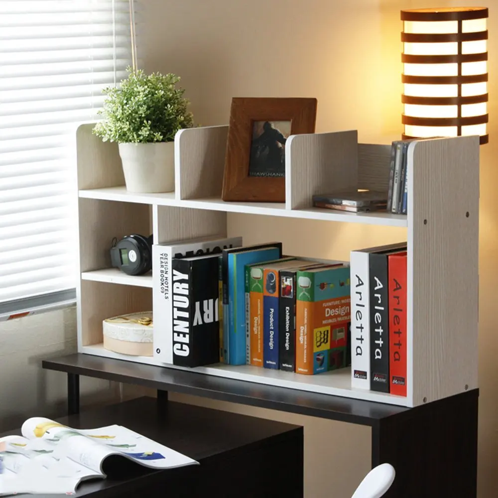 LQQGXL Storage and organization Desk mini bookcase solid wood desk storage shelf student combination bookshelf simple shelf (Color : Wood color)