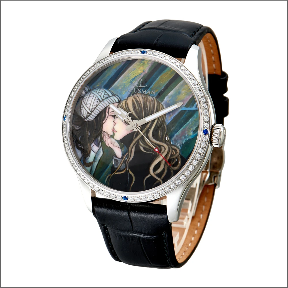 stainless steel enamel dial luxury automatic love watch
