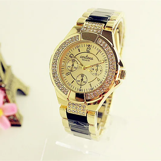 

2018 Rome full drilled fashion waterproof tidal stainless steel gold watch, Rose gold