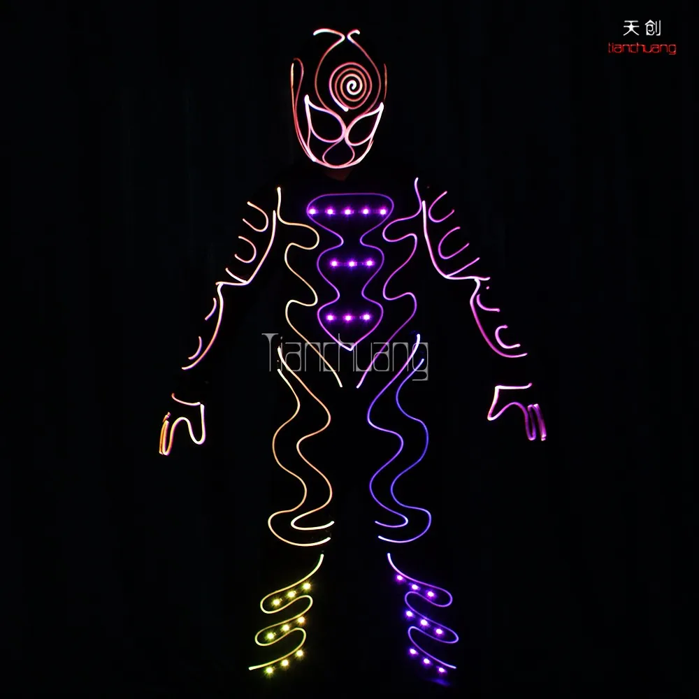 DJ disco party LED costume supplies festival ballroom dance clothes Men robot colorful LED lights luminous costume