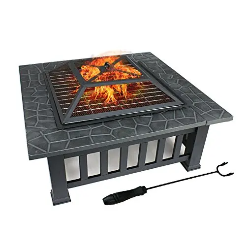 
32 inch Outdoor Wood Burning BBQ fire pit with cover 