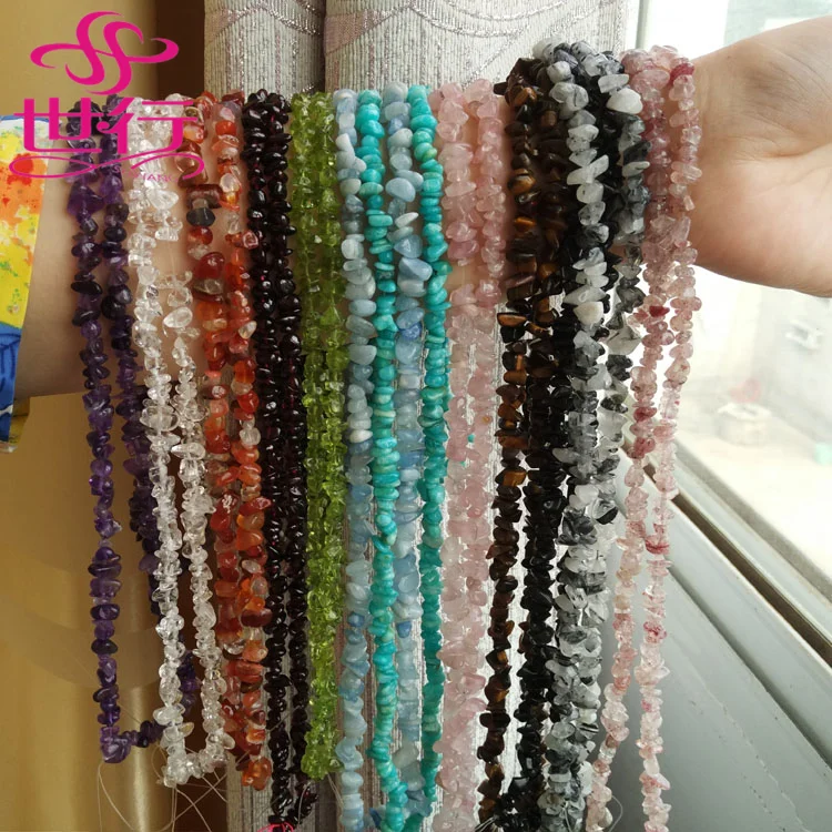 

Chinese supplier wholesale DIY natural stone tumbled stone crystal beads with hole, Colourful