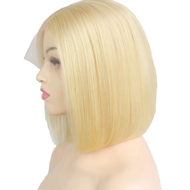 

Joywigs 8inch 130 density middle part transparent lace wholesale 613 human hair wigs blonde remy short bob lace front wigs