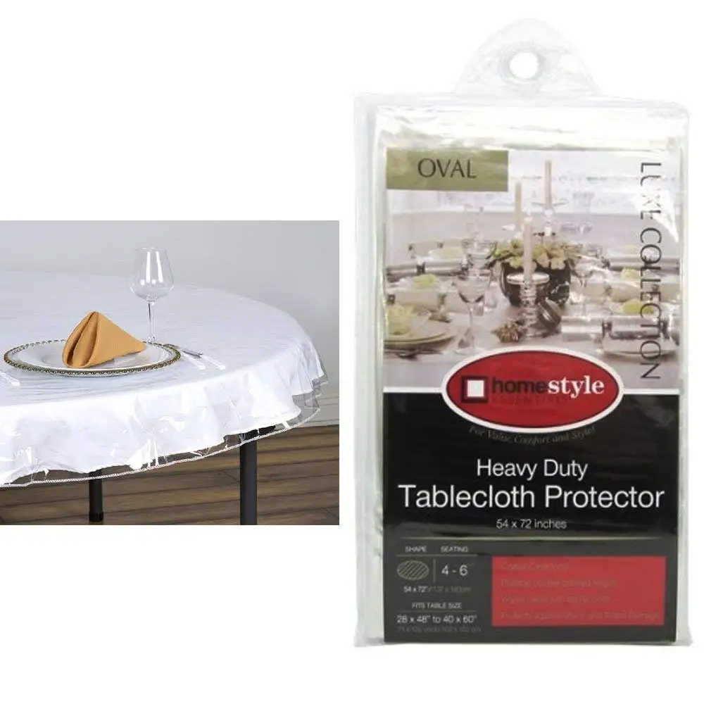 Oval Window Clear Vinyl Tablecloth Protector Heavy Plastic Table Cover 54 X 72