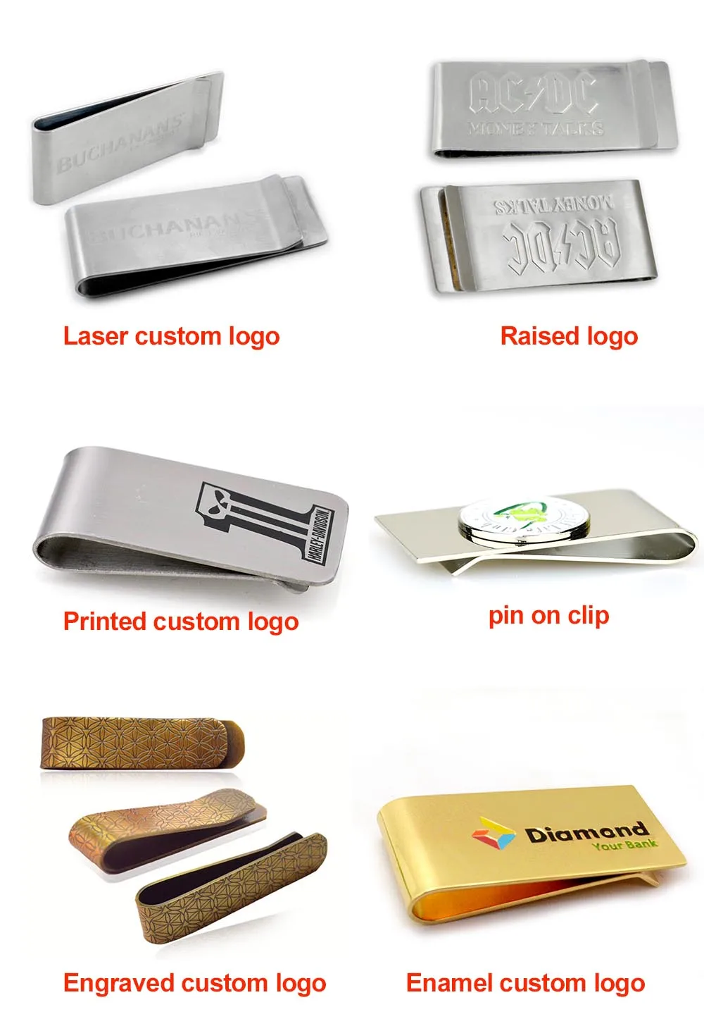 Artigifts Crafts Factory Supplier Printed Custom Logo Money Clips Metal Blank Mens Sublimation Money Clip