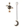 New Asymmetrical Korea Popular Universe Moon Star Long Chain Pendant Earring