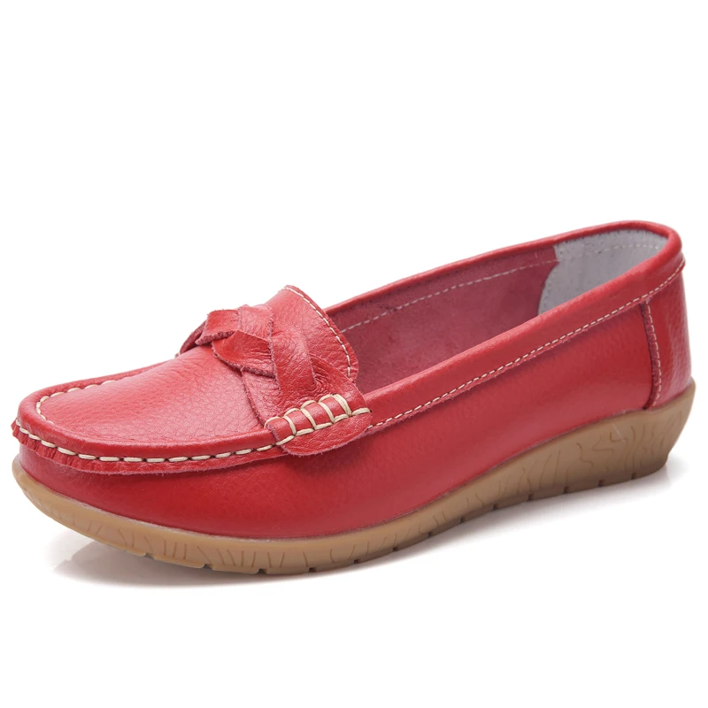 
Hand made leather slip-resistant loafer lady shoes summer flat women shoes comfortable slip-on female 