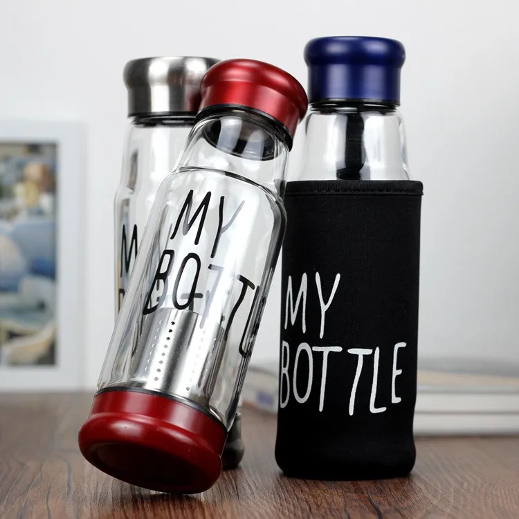 My Bottle Glass Water Bottle, Glass Drinking Bottle with Filter