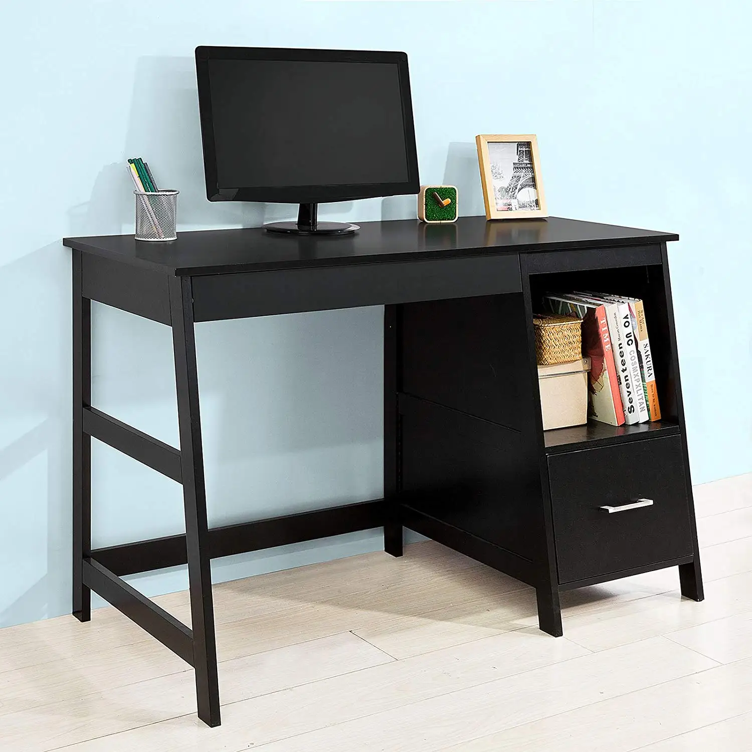 Simple Style Wood Portable Compact Gaming Computer Desk With Wheels For