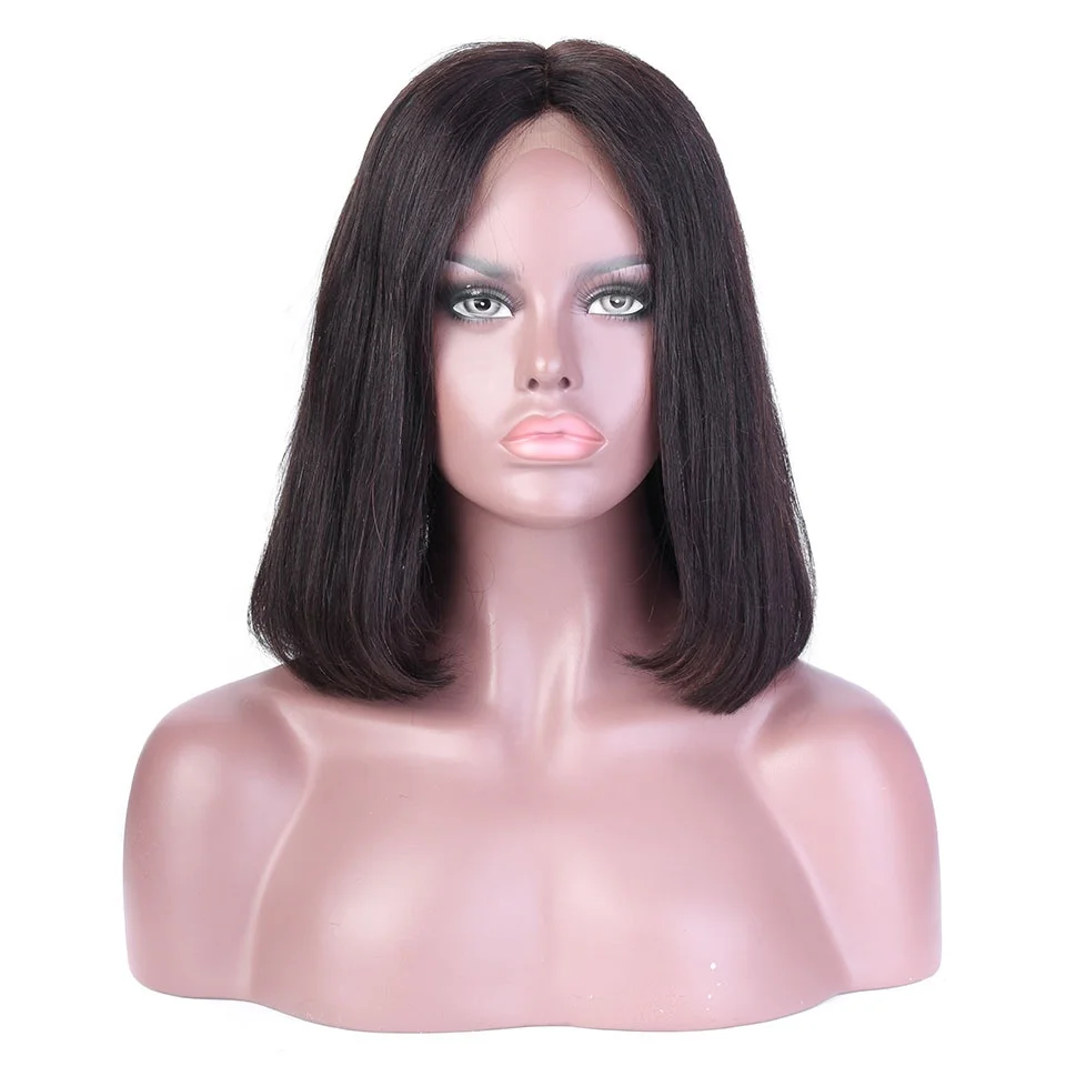 

100% Real mink human hair wigs for black women brazilian hair bob wig, Natural black;#1b