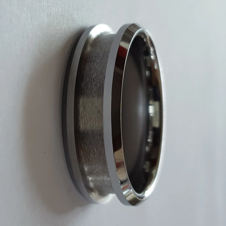 
Wholesale Beveled Edges Center Grooved Tungsten Rings Blank Ring for Inlay 