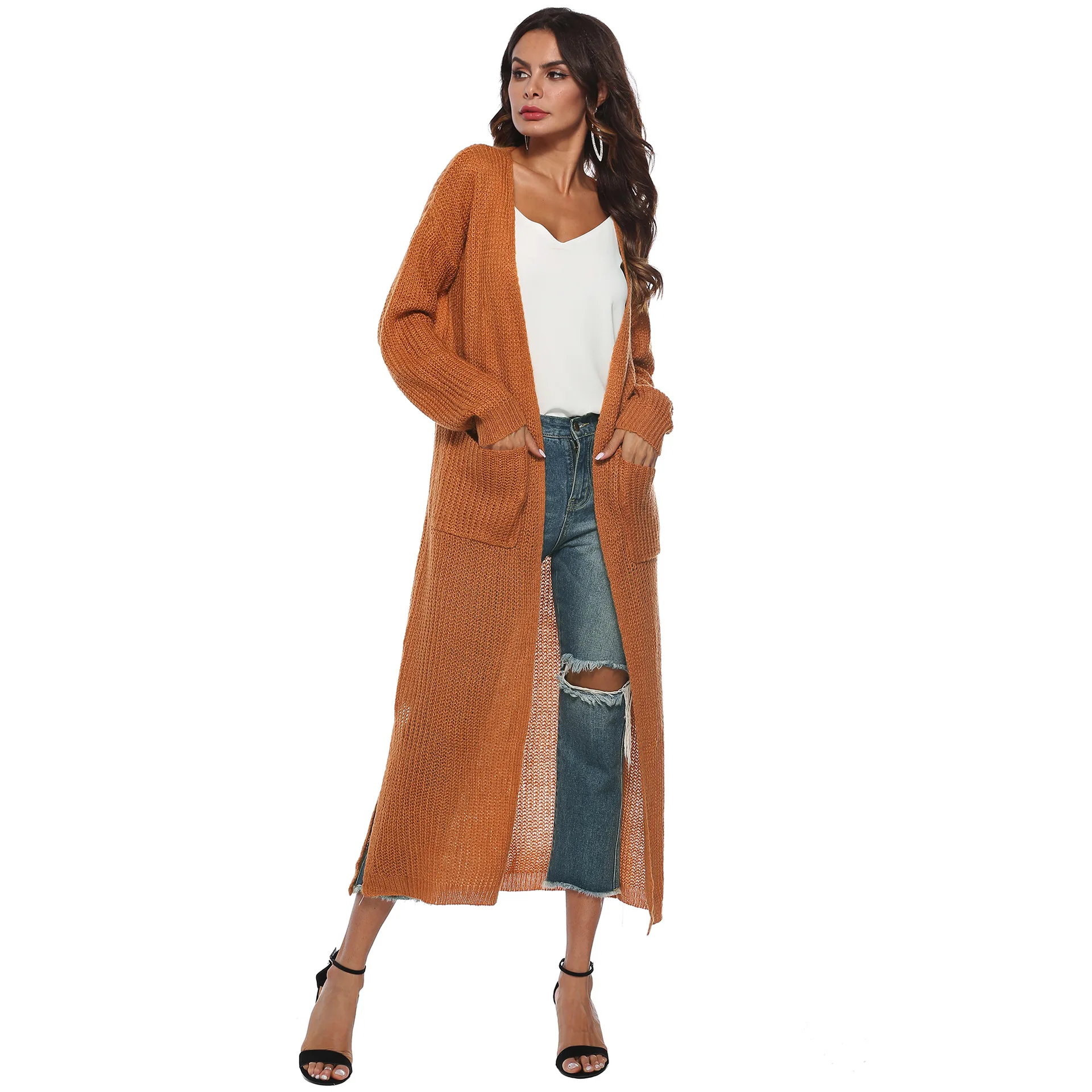 

Fashion Style Online Store Hot Selling Womens Casual Long Sleeve Cardigans Women With Pocket, 7 color