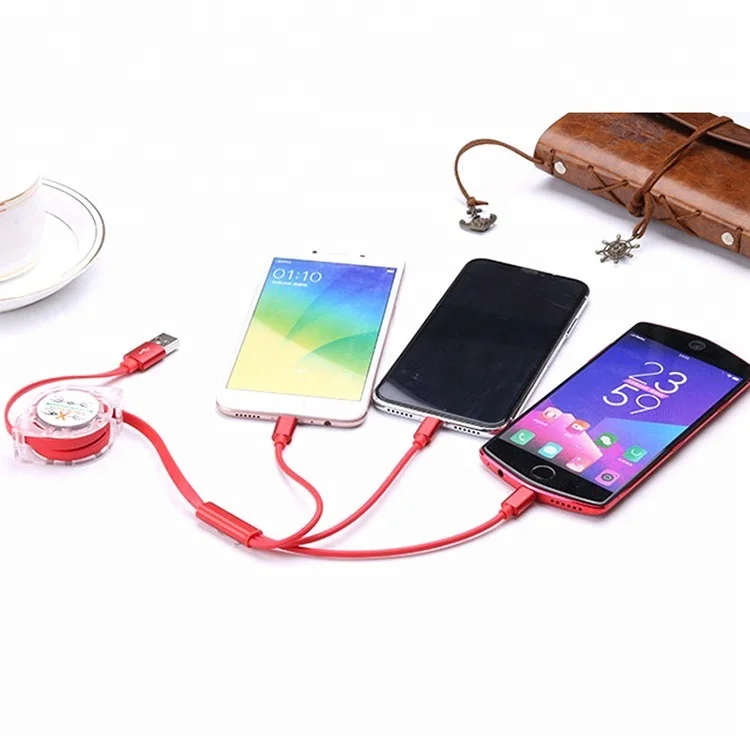 
Extensible 3 in 1 USB Retractable Cable Multi Charger Cable For Iphone Android 