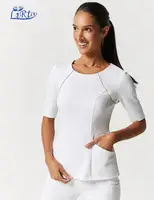 

Elegant White Scrubs Exposed Zipper Top