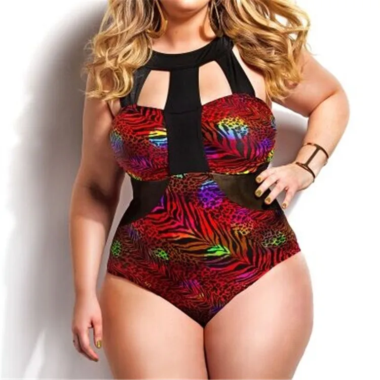 

fashion fat women swimwear bathing suit leopard print one piece sexy plus size bikini, As pic