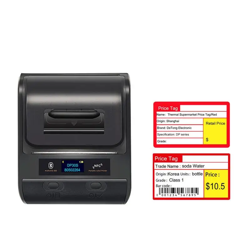 

DeTong-DP30S 80mm portable label maker qr code printer pre-printed label sticker printer