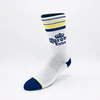 Terry cushioned white sports socks custom logo