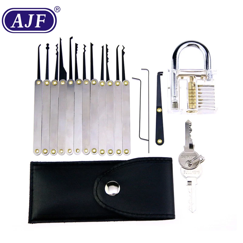 24pcs locksmith supplies lock pick tools lock set with Transparent Practice Padlock locksmith tool lockpicking