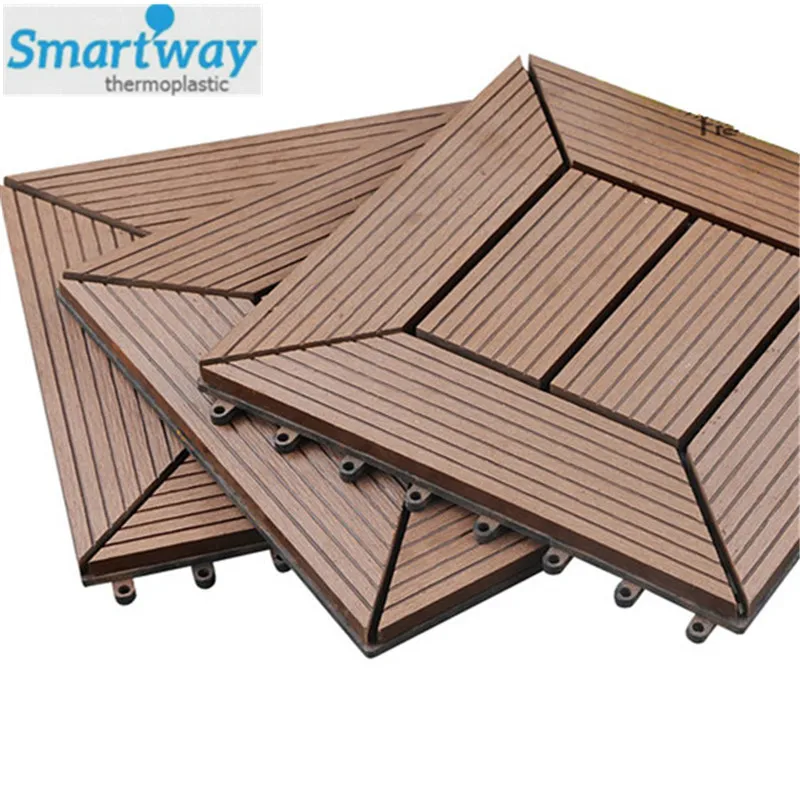 
30x30cm Interlocking Tile Plastic backing composite decking tile 