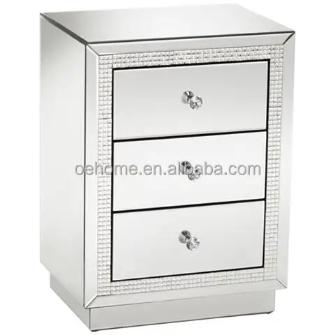 Mirrored 3 Drawer Beaded Accent Chest Buy Mirrored Chest Of