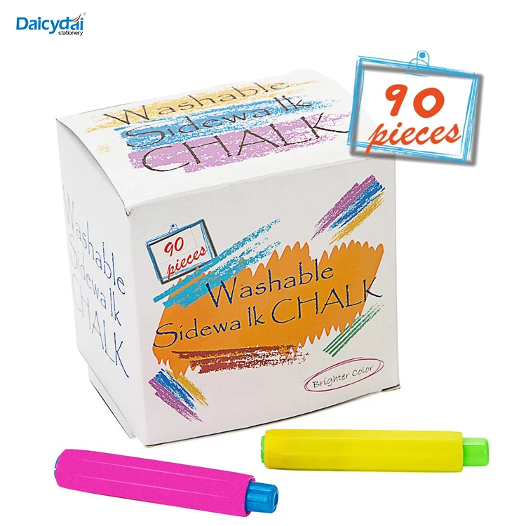 90pcs Bright Color Washable Nontoxic Dustless Sidewalk Chalk With 2