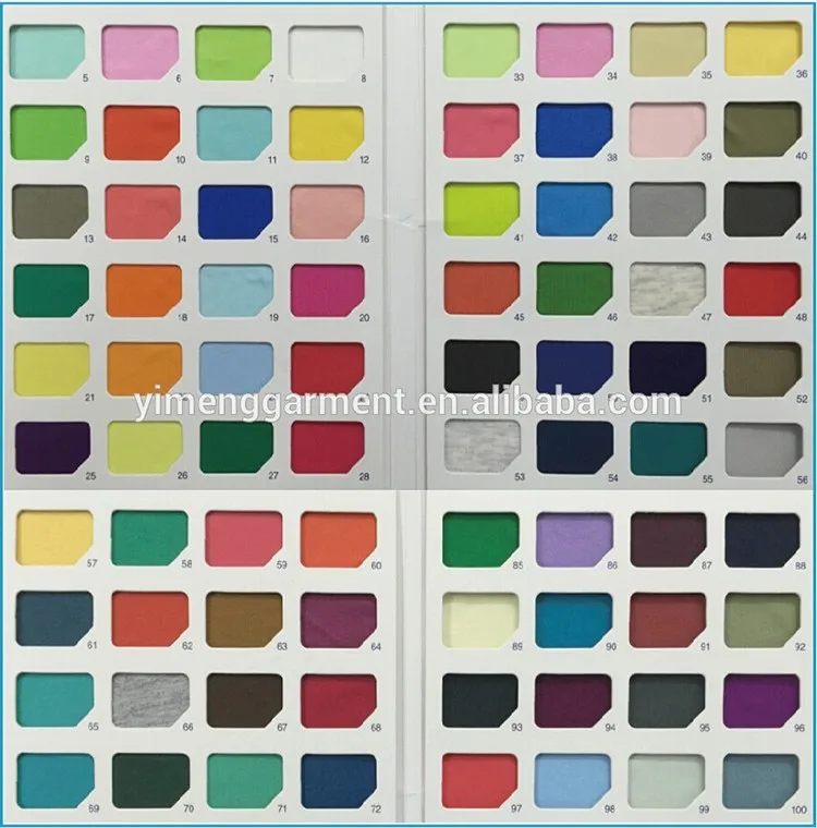 t shirt color card