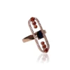 Feemod jewelry rose gold plated engagement rings square sapphire and ruby gemstone round cut cubic zirconia wedding bands size 7